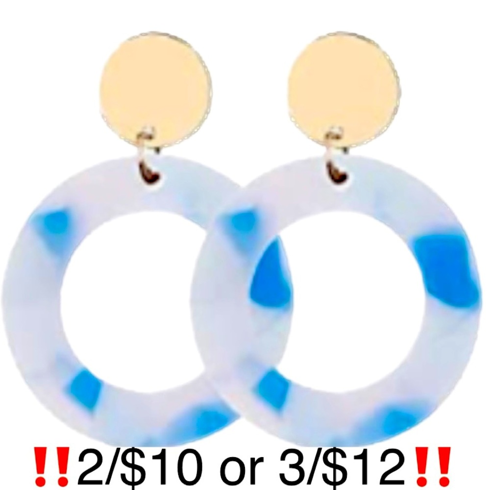 Acrylic Mini Hoop Dangling Post Back Earrings